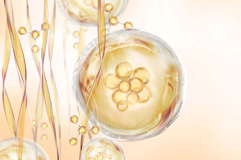 gold bubble serum on layer skin